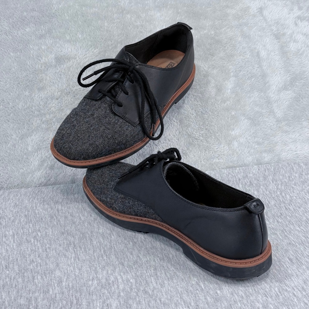 Clarks Raisie Bloom Oxford Flats Womens 8 Black Leather Tweed Lace Up Shoes